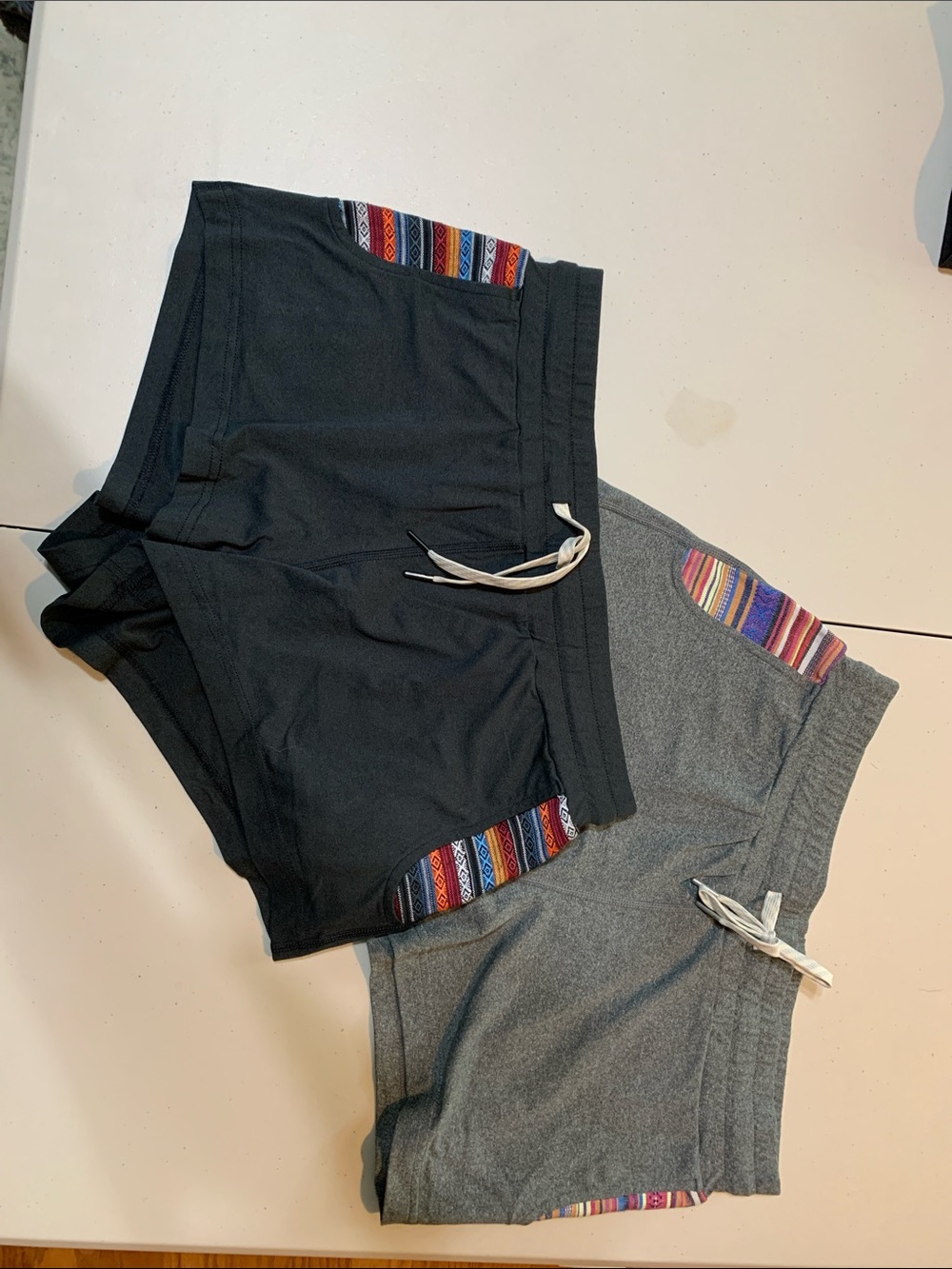Women’s Athletic Pull-On Shorts with Striped Accent - Black & Gray